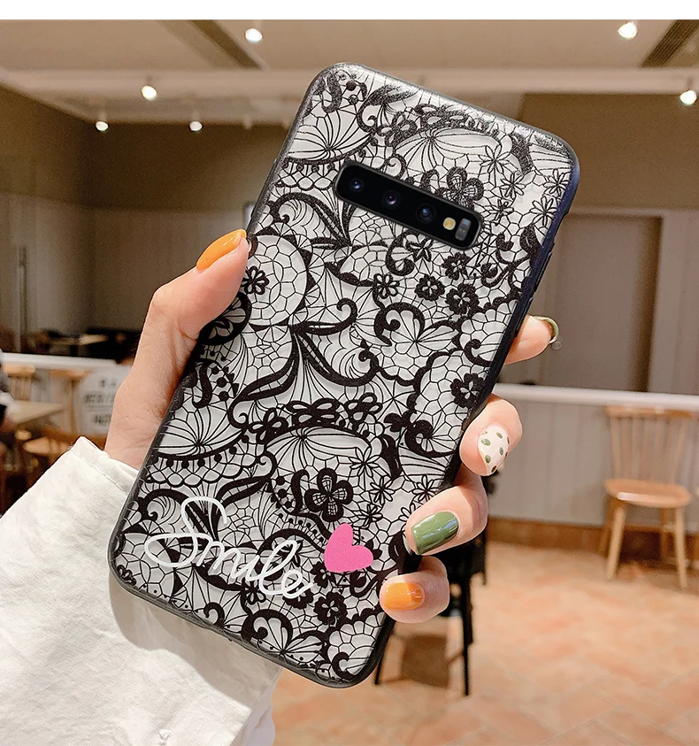 Fashion Sexy Lace Pattern Printed Plastic Back Phone Case For Samsung Note10 9 8/S8 S9 S10 Plus Case