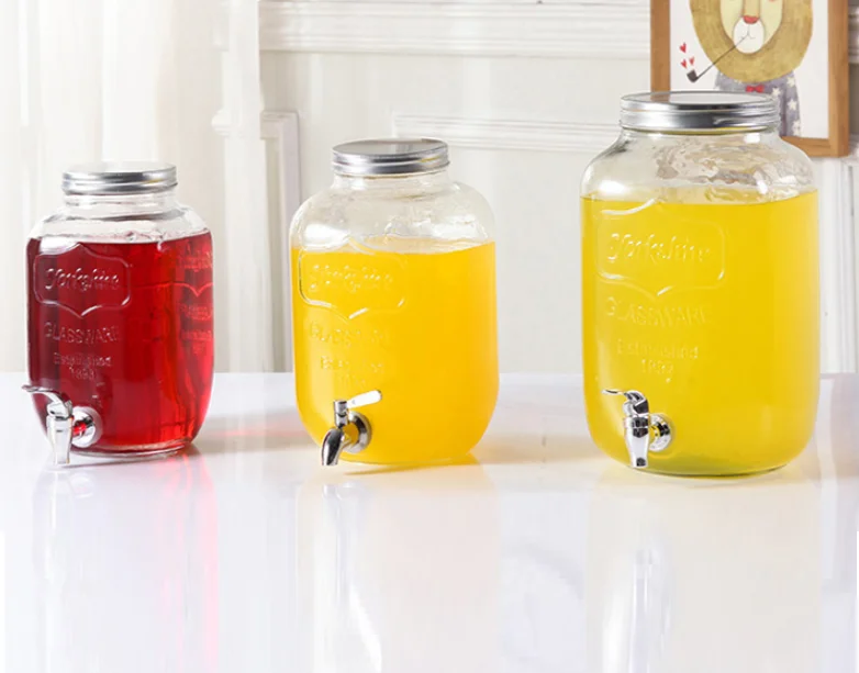 5L 8L beverages fruit juice glass jar bottle with the tap