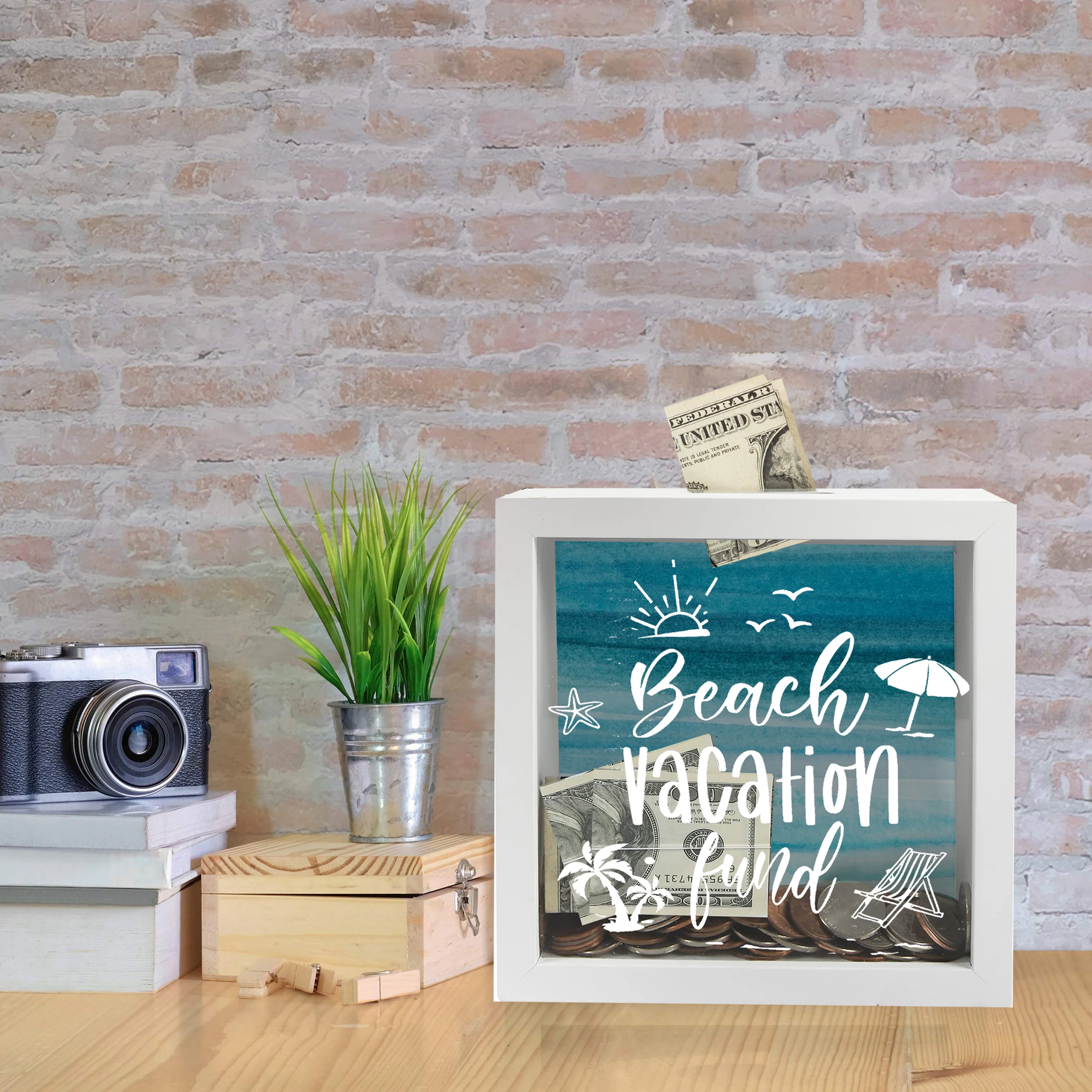 Personalized Vacation Fund Wooden Travel Piggy Bank For Adults Box For Saving Vacation Money