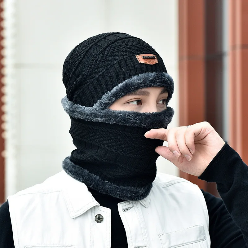 Мягкая плотная Шерстяная Лыжная Шапка H009C зимняя теплая шерстяная шапка для шеи женская и мужская вязаная