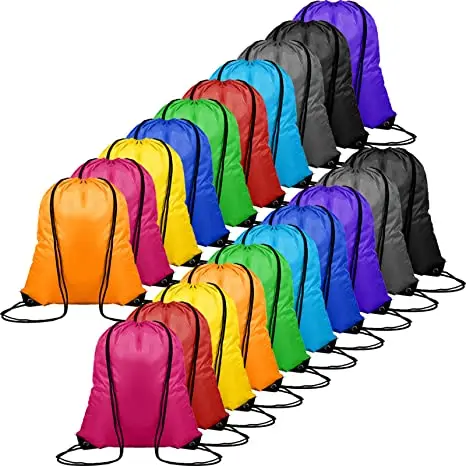 Easy Return Wholesale Stock Polyester Plain Blank Drawstring Bag String Packing Bag With Color for Choose