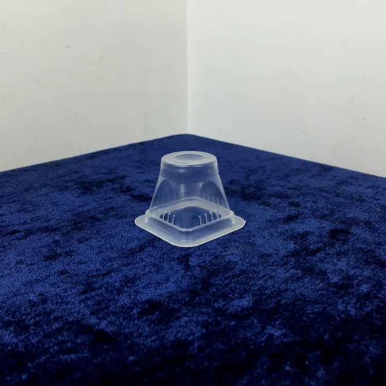 
25ml Clear Food Grade Mini Pudding Fruit Chocolate Square Shaped Plastic PP Cup With Cover 