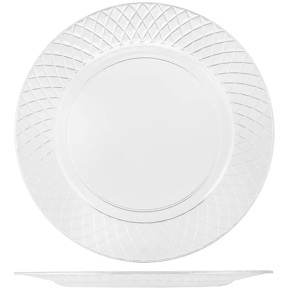 CRYSTAL CLEAR Diamond PLASTIC PLATES SET 6 Inch Disposable Fancy Hard Round Heavy Duty for Wedding Party