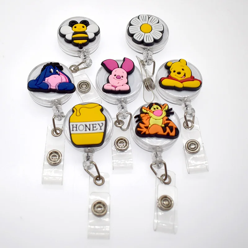 Wholesale Cute Cartoon custom plastic retractable anime id badge pull holder stationery gift social worker student badge reel