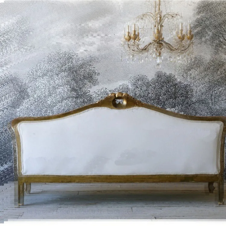 Custom-made furniture French solid wood sitting room fashionable high-end log carving 3 people seat sofa