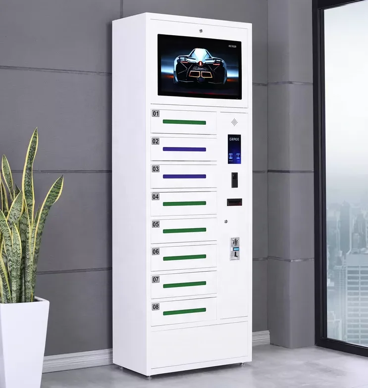 8 Bay Cell Phone Charging Lockers Fingerprint Lock Phone Charging Station Kiosk China Supply Factory Steel Furniture Safe Locker