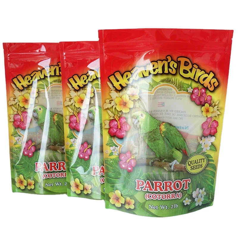 Custom Printing Pet Food stand up pouch, Dog Cat Bird Food Treat Packaging Bag Zipper Lock Plastic Bags