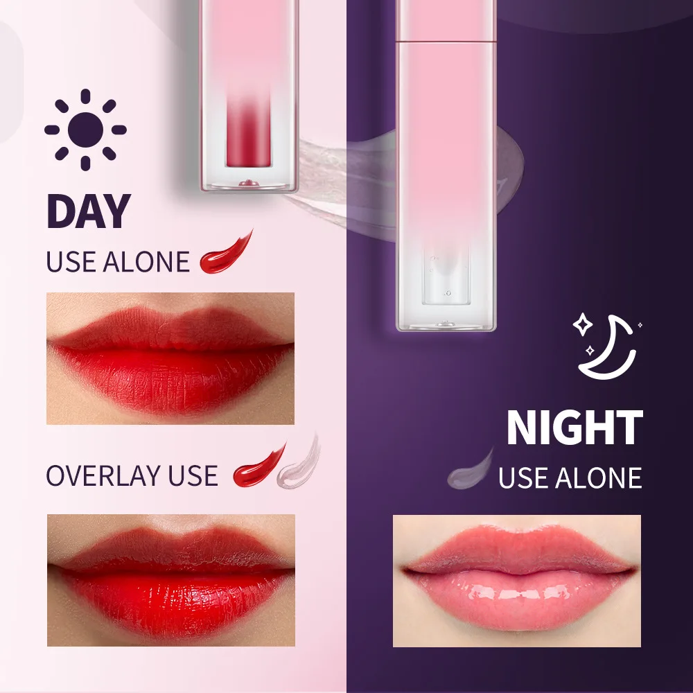 Waterproof Square Double Side Glossy Lipgloss Custom Logo 2 In 1 Fog Surface Non-stick Cup Lip Gloss Lip Oil