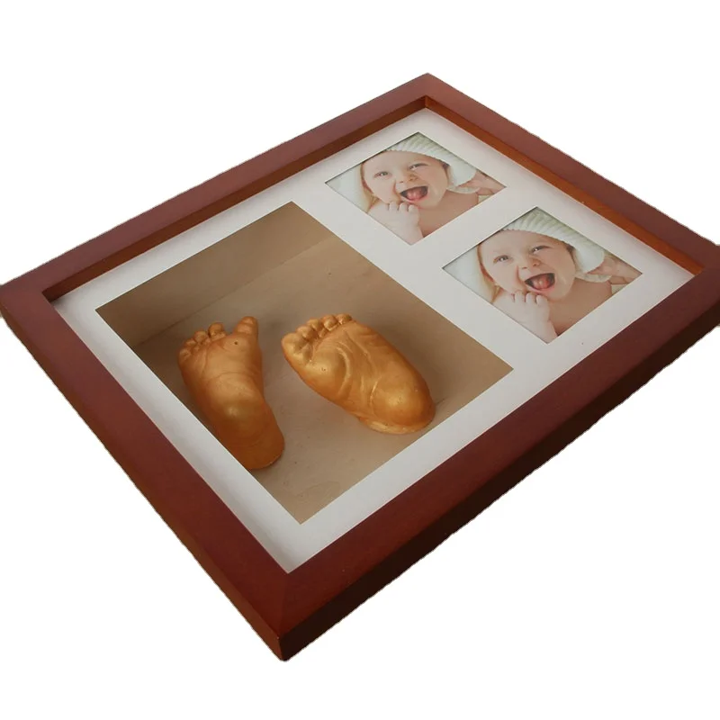 3D Baby Casting Kit with wood panting picture frame baby Foot and hand print kit