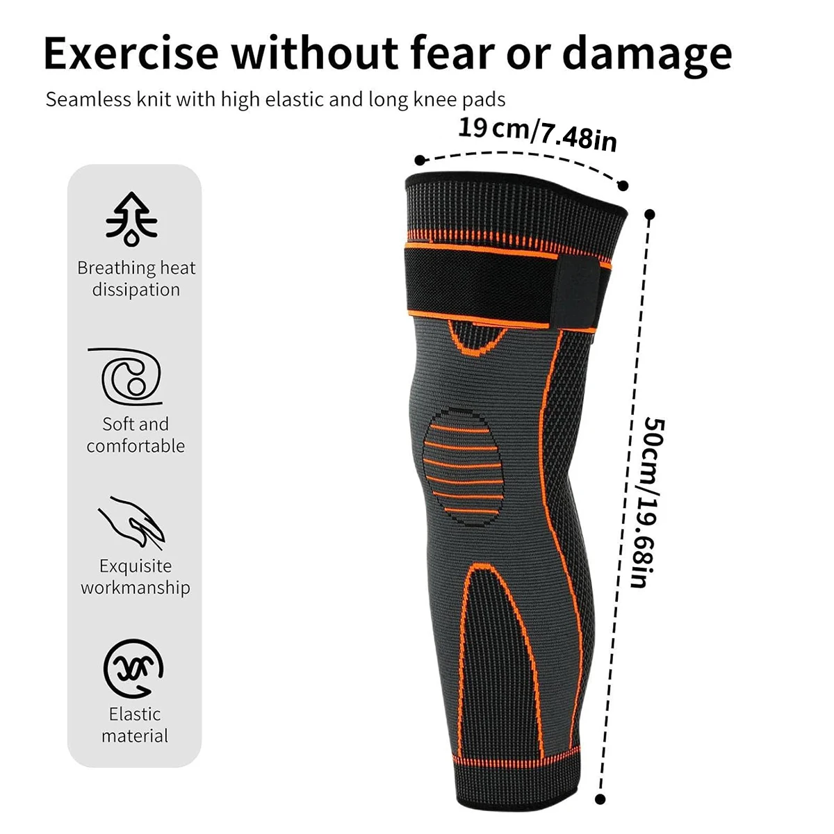 China Factory Self-Heating Wormwood Knee Pads Long Self Heating Brace Sleeve Thermal Cotton Leg Warmer