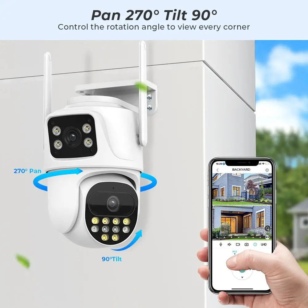 6MP(3MP*2) HD ICSEE Outdoor Waterproof Auto Tracking Motion Detection Two Way Audio Color Night Vision Dual Lens Wifi PTZ Camera