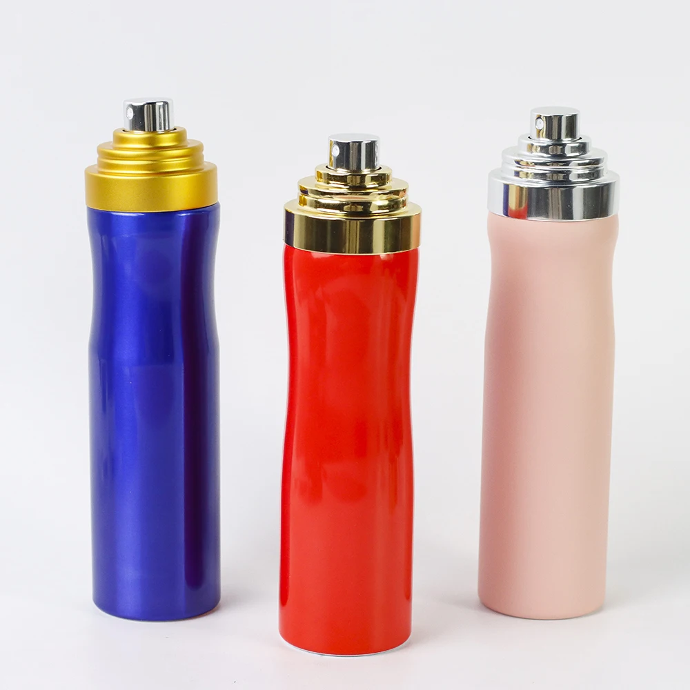 High end perfume 100ml  200ml aerosol bottle  perfume empty aerosol can with glod sliver spray