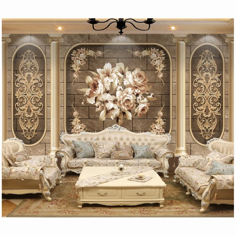 European Style Luxury Art Classic Flower Wall Mural Living Room Bedroom Tv Background Wallpaper Stickers