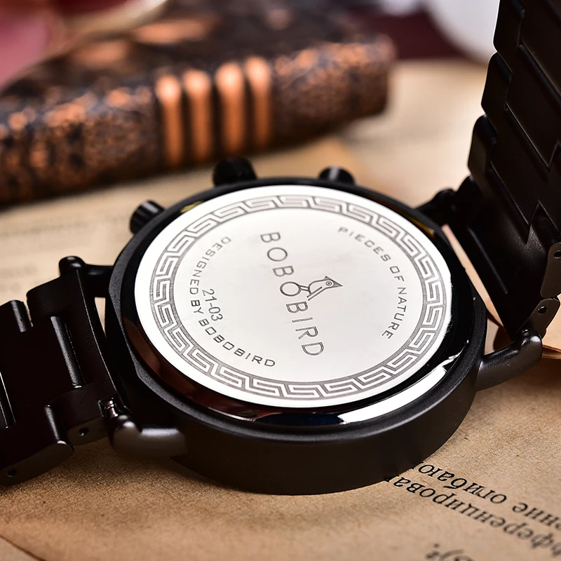 BOBO BIRD popular selling men wooden watches good quality 2021 quartz wrist watches low MOQ custom watch dropshipping