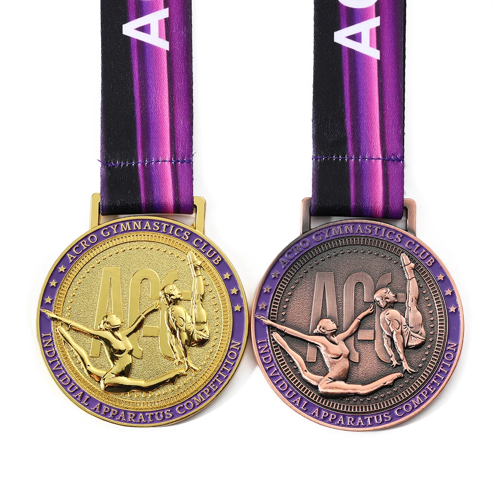 Custom Gymnastics Metal Gold Silver Bronze Winning Award 3D Dance Cheerleading Medal 3D Medals Custom Design