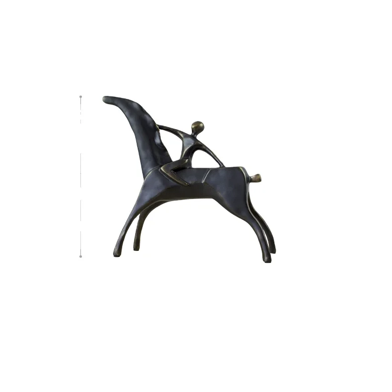 Resin Bronze Abstract Horse Riding man Statue sports Sculpture Hot Casting Gorgeous Home Cabinet Decor Art