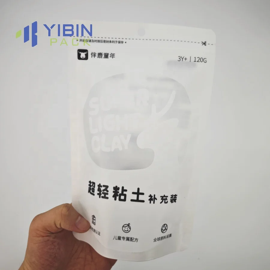Custom Logo Printed PET Refill Bags DoyPack Plastic Mylar Foil Stand Pouch for Cocoa Powder Snack Energy Toy Clay Packaging Bag
