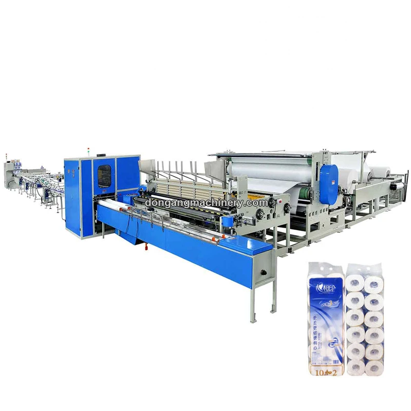Low cost Full Automatic toilet tissue paper production line with big saw cutting and single roll packing machine
