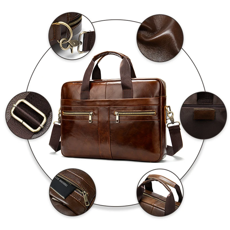 Custom Men Business Office Genuine Leather Laptop Briefcase Handbag Men Bag Soft Leather Messenger Bag Briefcase For Men