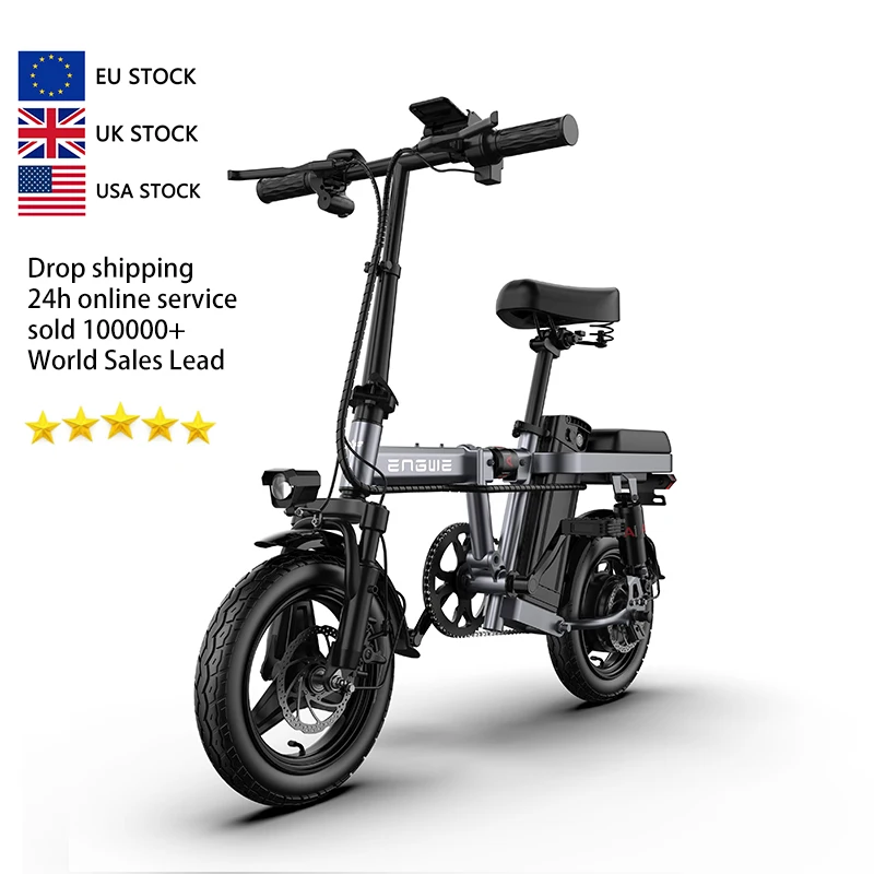 US Stock ENGWE T14 350W Motor Folding Bike 14in Tire Electric Cycle 48V 10Ah Lithium-ion Battery Bike