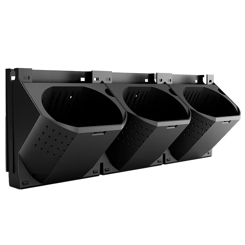 Naturix Cheap Vertical Wall Garden Pot Plant Planter Flower Pot Plastic Wall Mounted Vertical Planter Black Minimalist