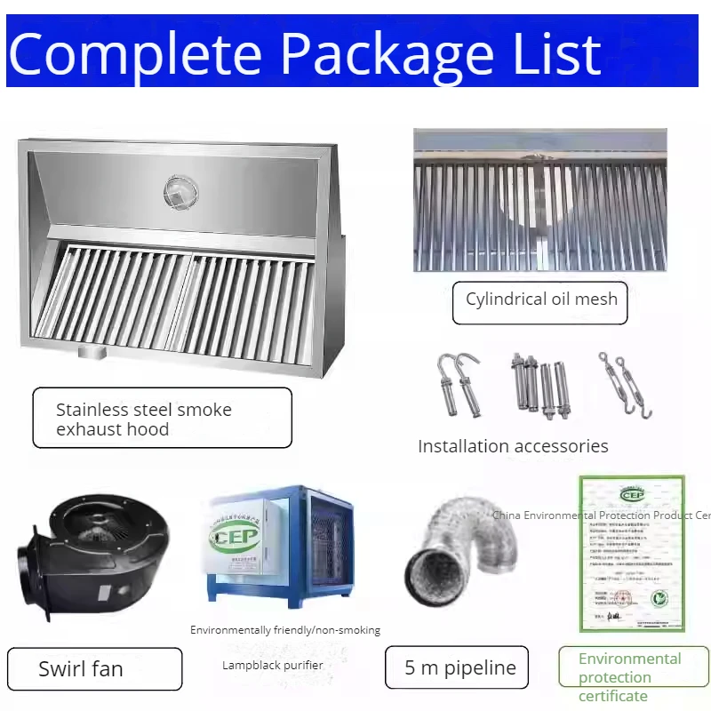 Stainless Steel Range Hood Commercial Purifier Smoke Exhaust Hood Environmentally Friendly Fried Chicken For Restaurant Use