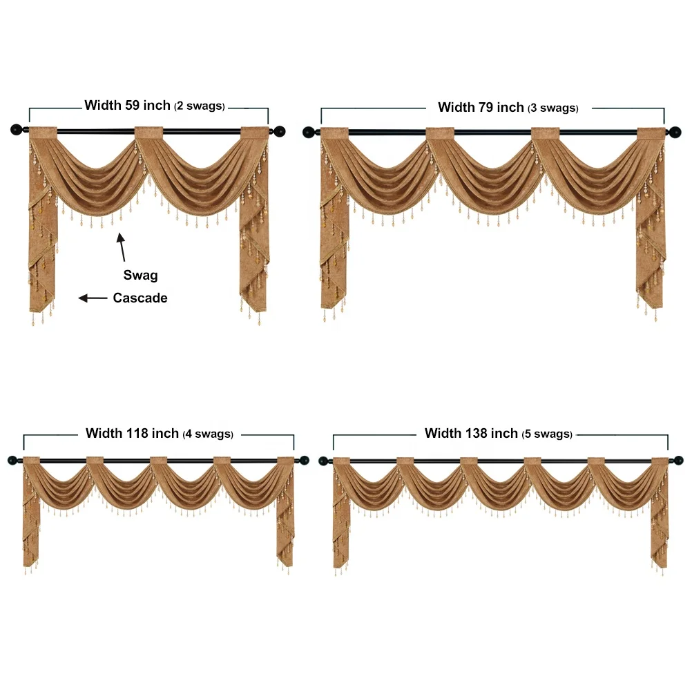 test Living Room curtains New Design European Jacquard  Damask  Window Luxury Valance Curtains