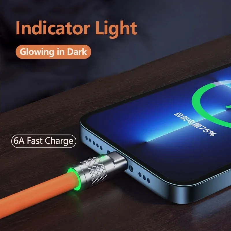 120W 6A 3 in 1 Fast Charging Type C Cable Micro USB for iPhone Charging Cable For Samsung Huawei Xiaomi Phone Charger USB Cable