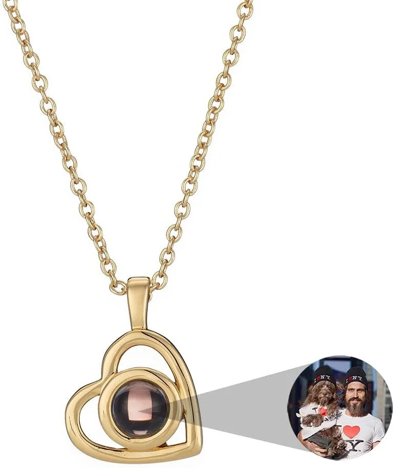 Personalized Picture Projection Necklace for Women Custom Photo Love Heart Pendant - Customized Portrait Jewelry