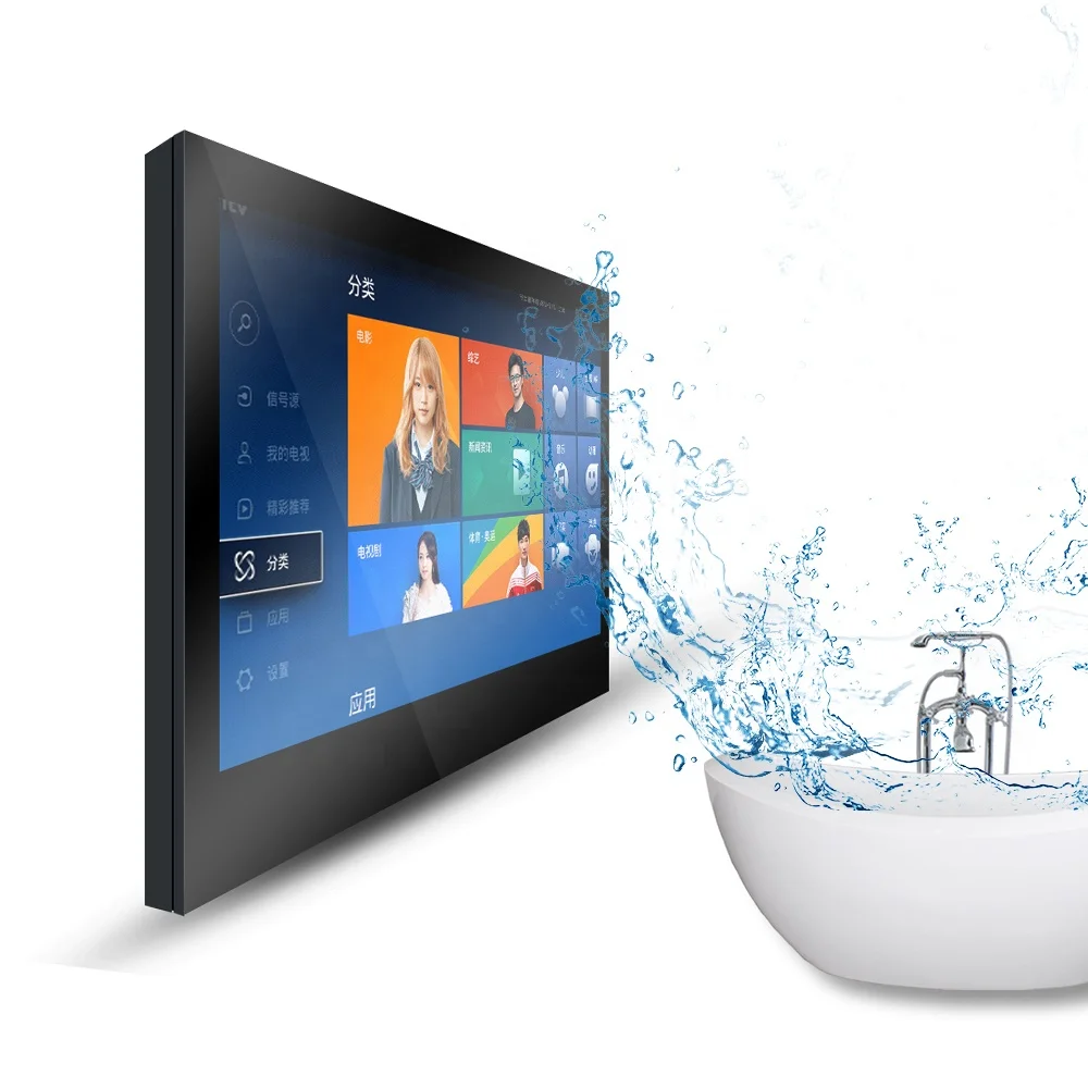 LED smart mirror TV glass in bathroom kitchen and living room with magic