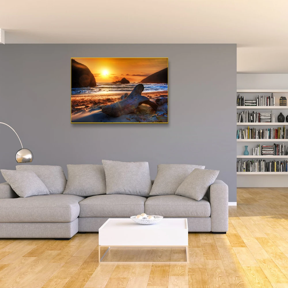 Custom Design Ocean Beach Scenery Sunset Seaside Printings Pictures On Canvas