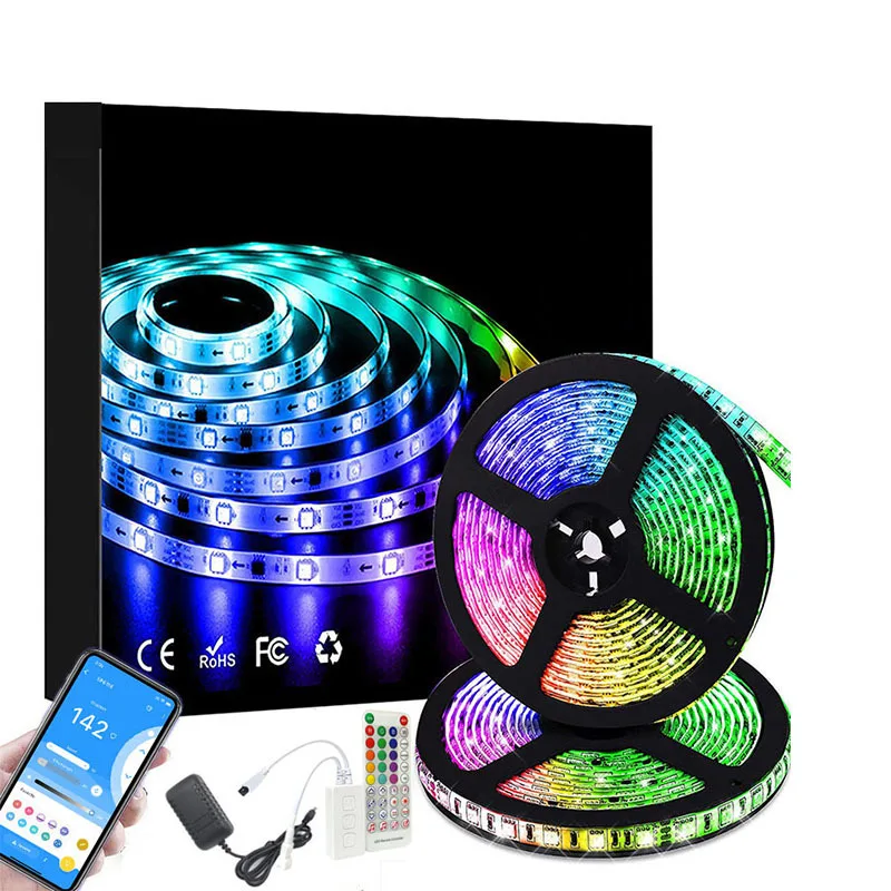 Weicao 12V RGBIC WS2811 Addressable LED Strip Lights Bluetooth App 38key 18Led/m 5050 RGB Light Strips Kit