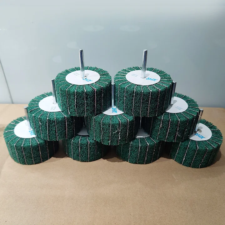 20mm-100mm Non Woven Flap Sanding Wheel 180# 6mm Shank Fiber Abrasive Scouring Pad Polishing Grinding Wheel for Metal 80x40mmx6