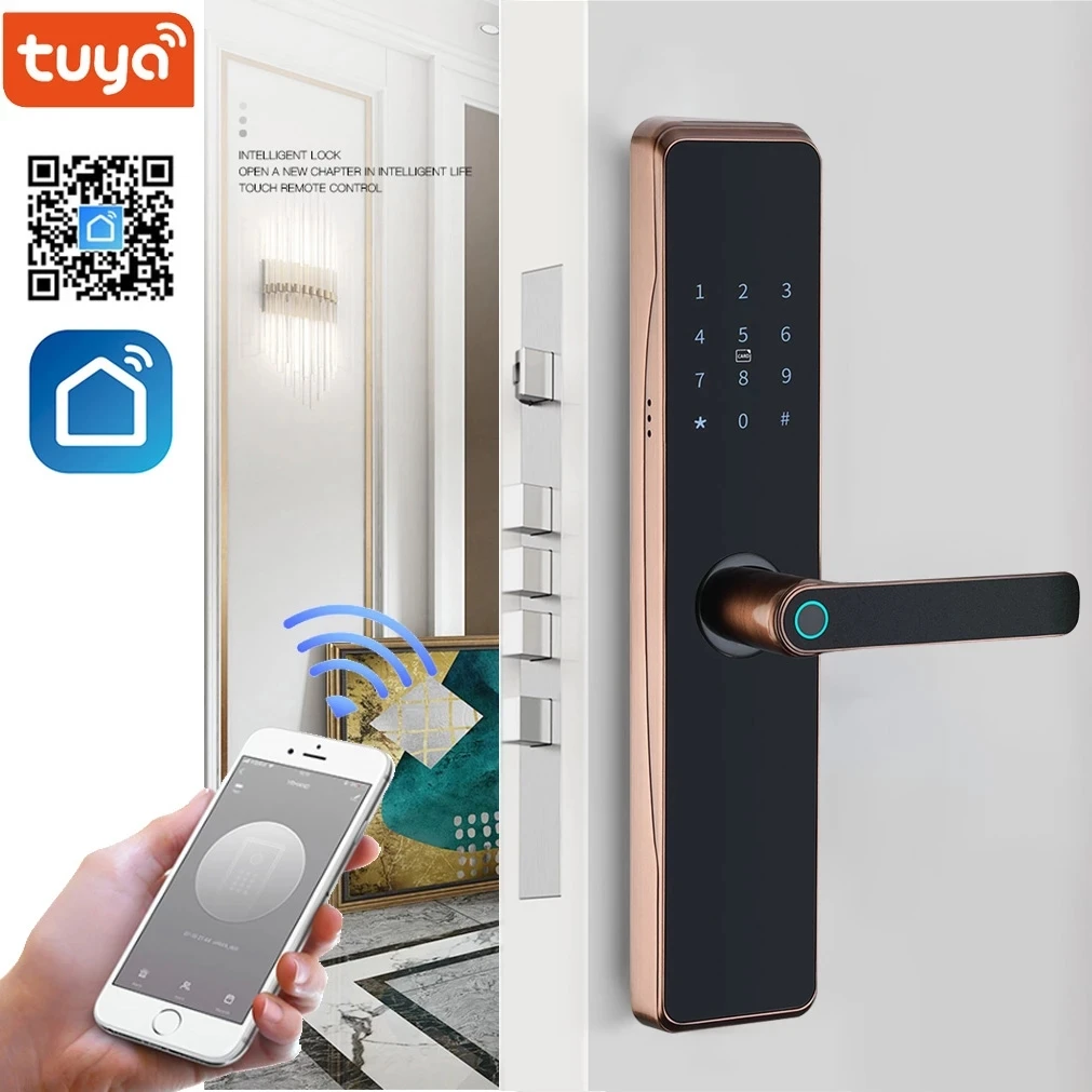 
Tuya Smart Lock Wirelss With Wifi Aluminum Alloy Fingerprint Unlock Support USB Emergency Charge Handle Direction Adjustable 