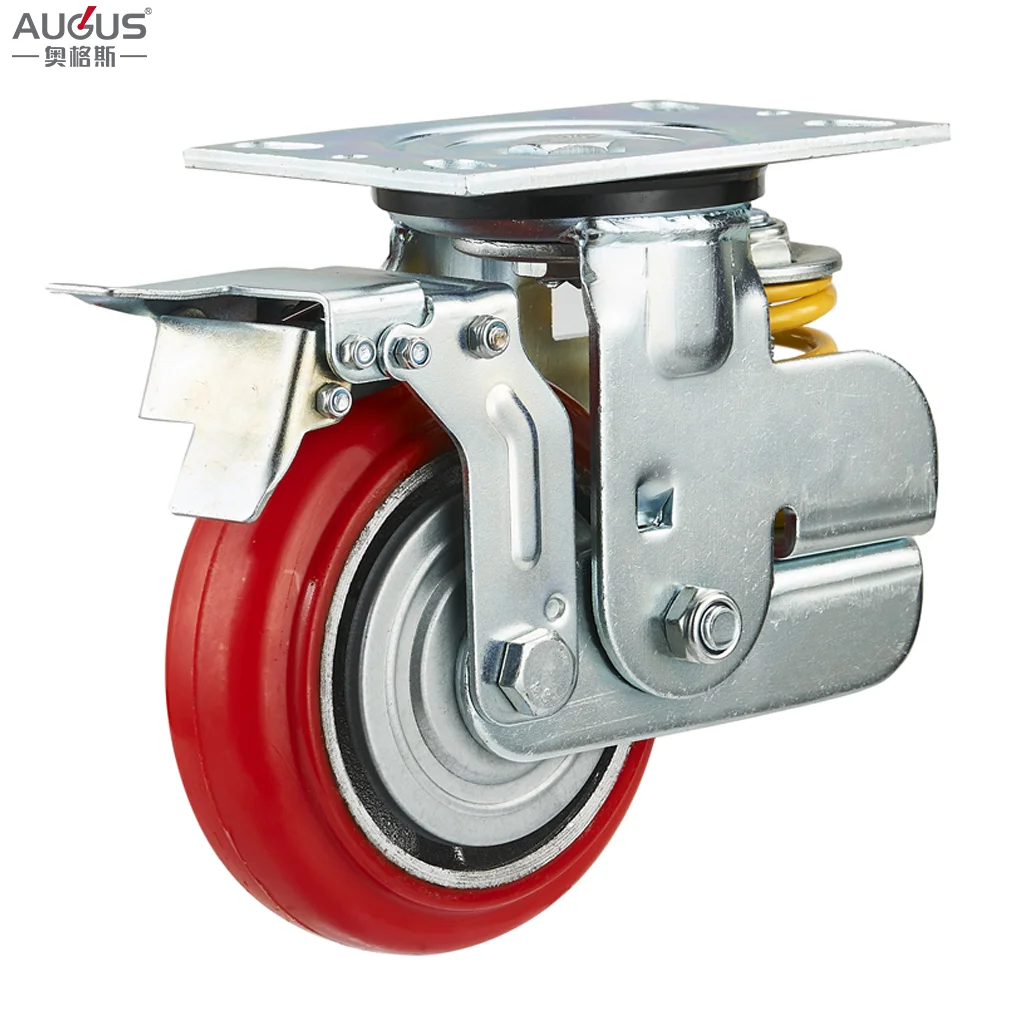 Zhongshan Caster High Quality 4 Inch Fixed/Swivel Plate Non Slip TPR Wheel Spring Loaded Shock Absorbing Caster Wheel 100mm