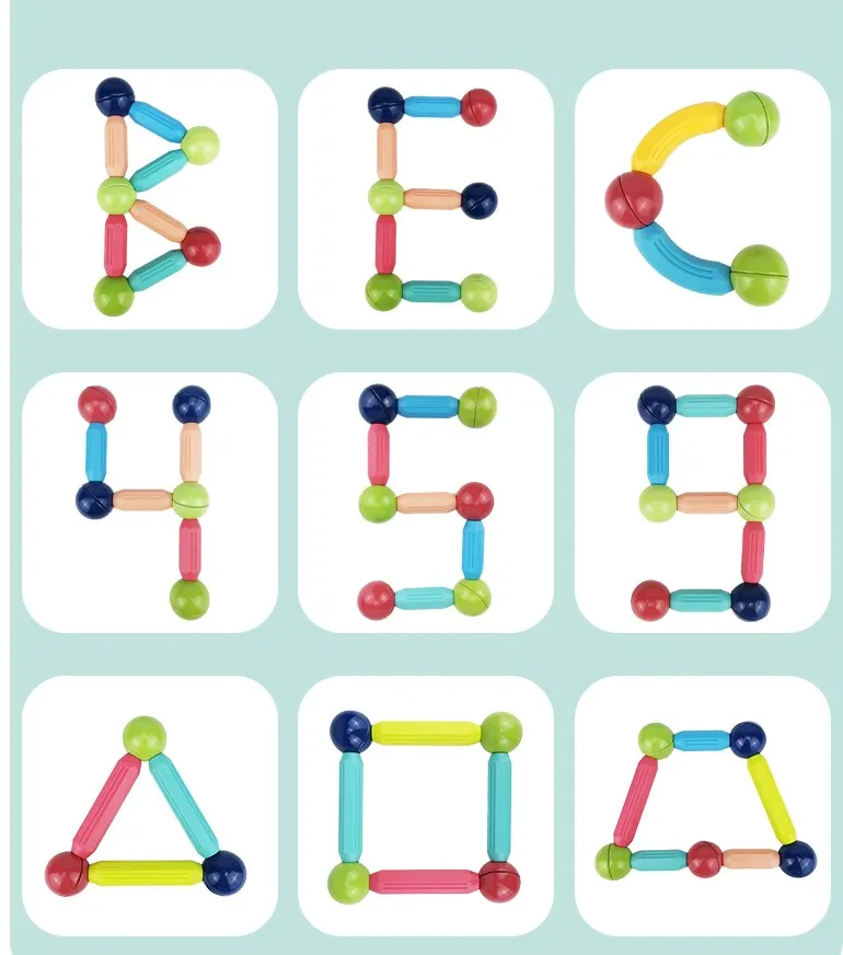 128pcs early education 3D magnetic sticks set magnetic construction building blocks balls and bar stacking STEM toy