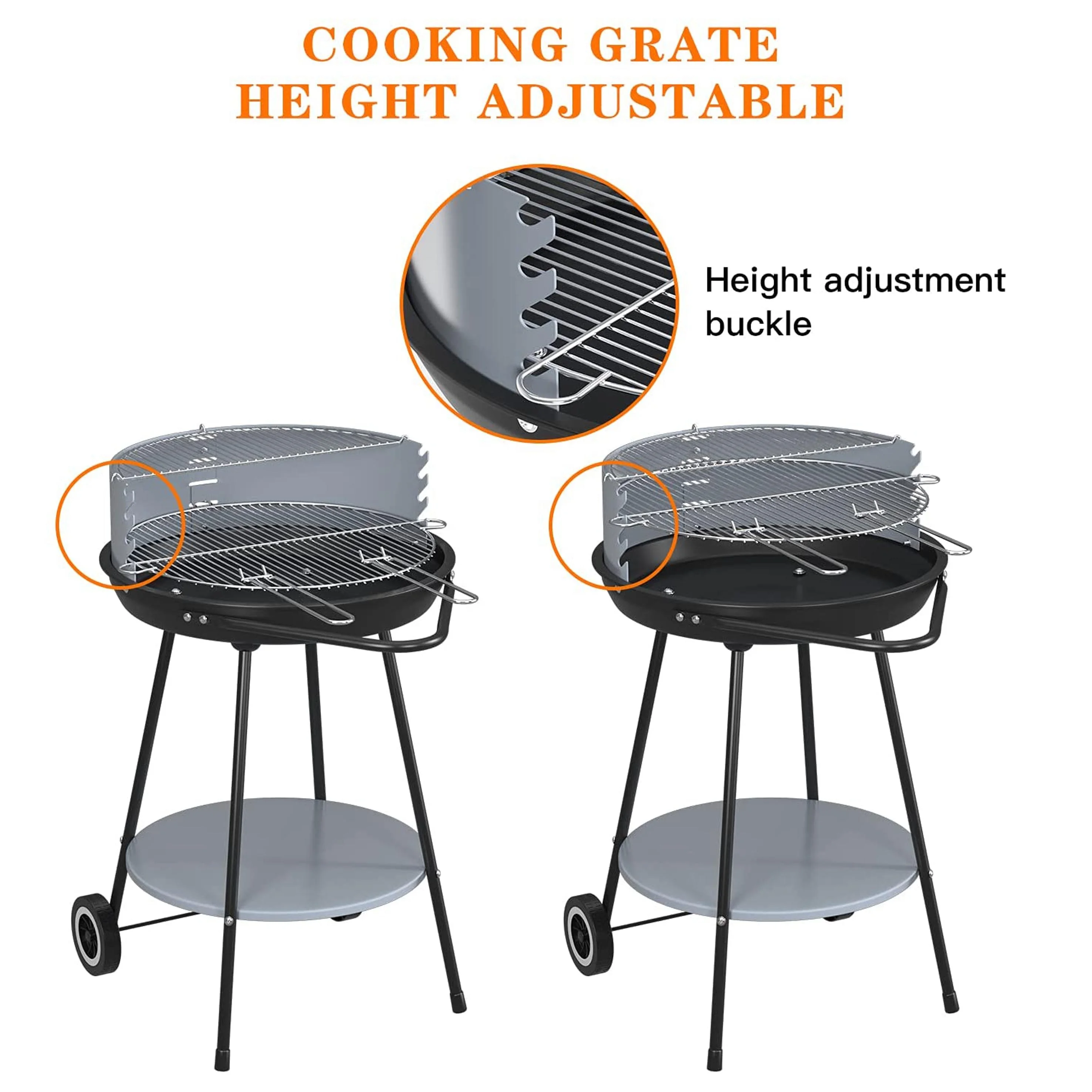 Easily Cleaned Outdoor glossly black porcelain enamel grill charcoal barbecue grill