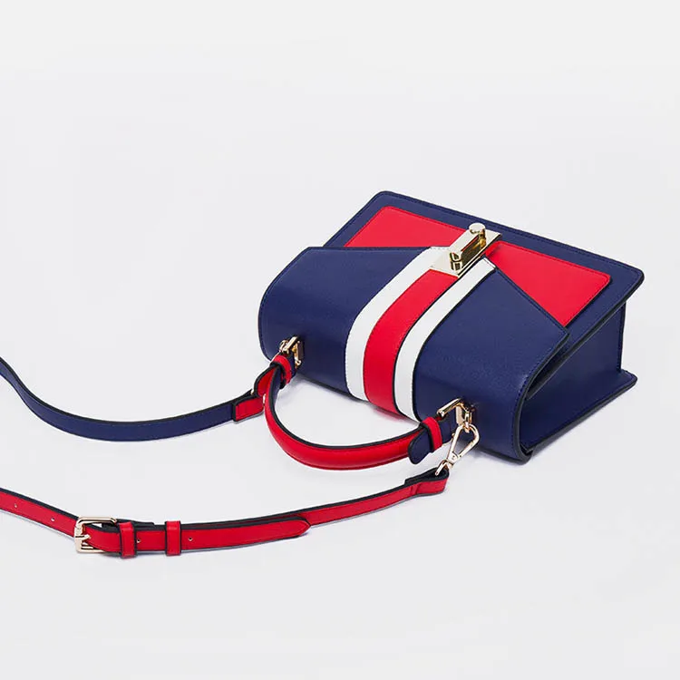 Customized LOGO Designer Handbags Woman Bags Luxury Color Blocking Handbags Women PU England Handbags Leather