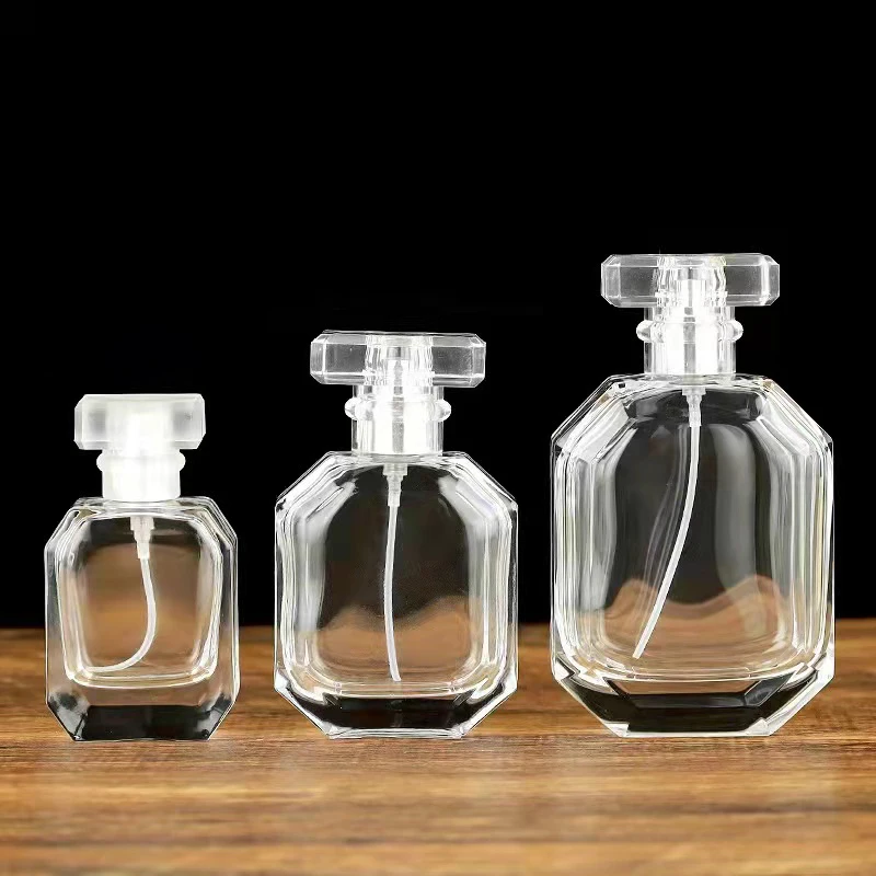 Modern Luxury 30Ml Square Round Crystal Spray Cap Perfume Bottle Empty Refillable Transparent Glass Bottle 50 Ml Perfume Bottle