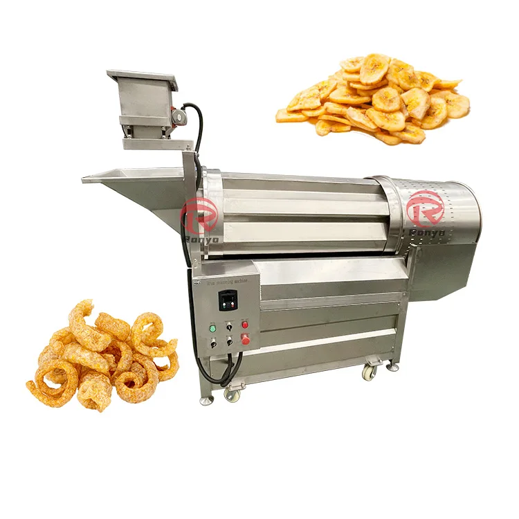 Fully Automatic Continuous Snack Food Mixer Flavored Nuts Drum Seasoning Machine