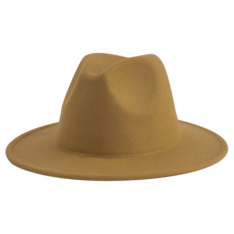 Solid Color Jazz Top Hat Customized High Quality Fedora Vintage Woolen Hat Wholesale Printed Logo Jazz Felt Hat Customized