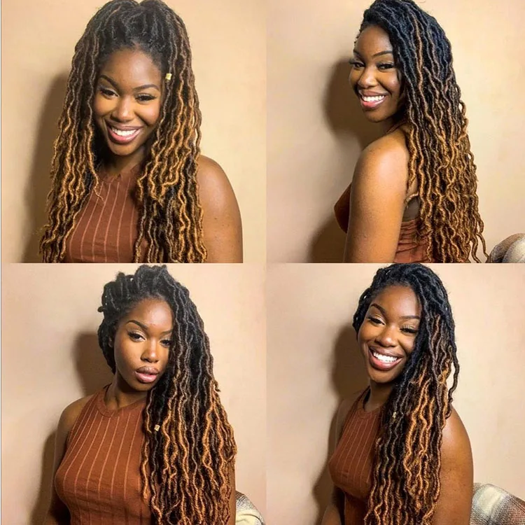 Gypsy Locs Wavy Nu Gypsy Faux Locs Crochet Hair Extensions Gypsy Locks Solid And Ombre Color Synthetic Hair For Braiding 18 Inch