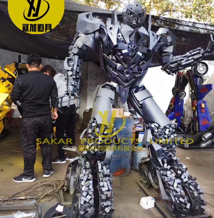 
Custom large outdoor iron stainless steel transformer statue metal robot sculptures landscaping 