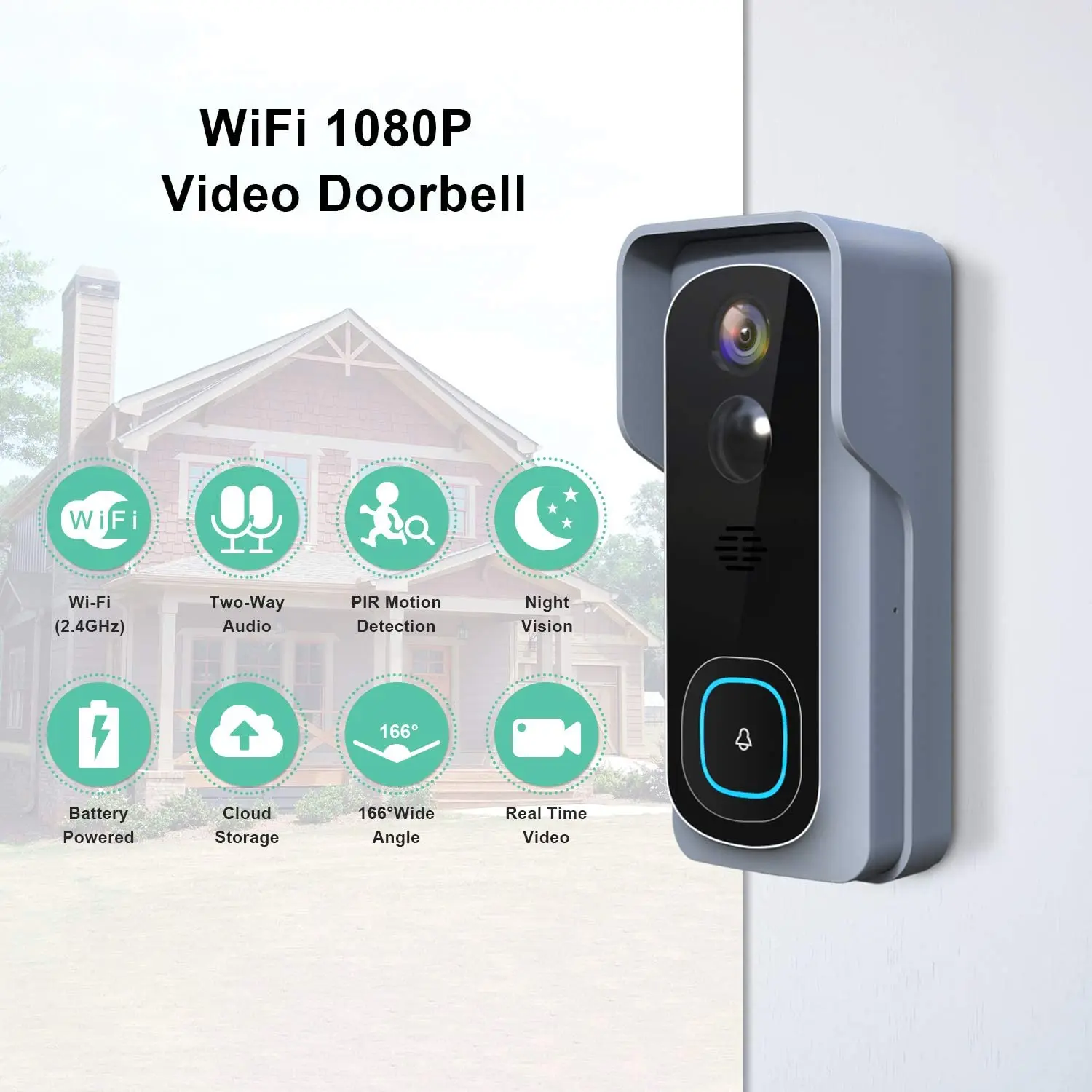 Official Original Tuya J1 Smart Visual Recording Two Way Audio Doorbell HD 2MP Wireless WIFI Night Vision Intercom Camera