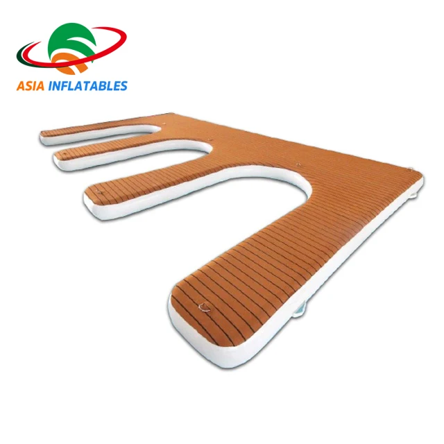 
Drop stitch material Teak inflatable platform floating pontoon, E shape inflatable jet ski dock 