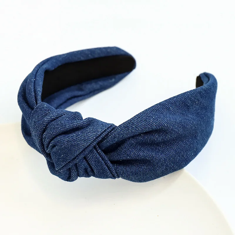 GEERDENG New Arrival Fashion Bow Knot Denim Head Band for Women Daily Wearing Knotted Black Headband in Hairbands for Canada