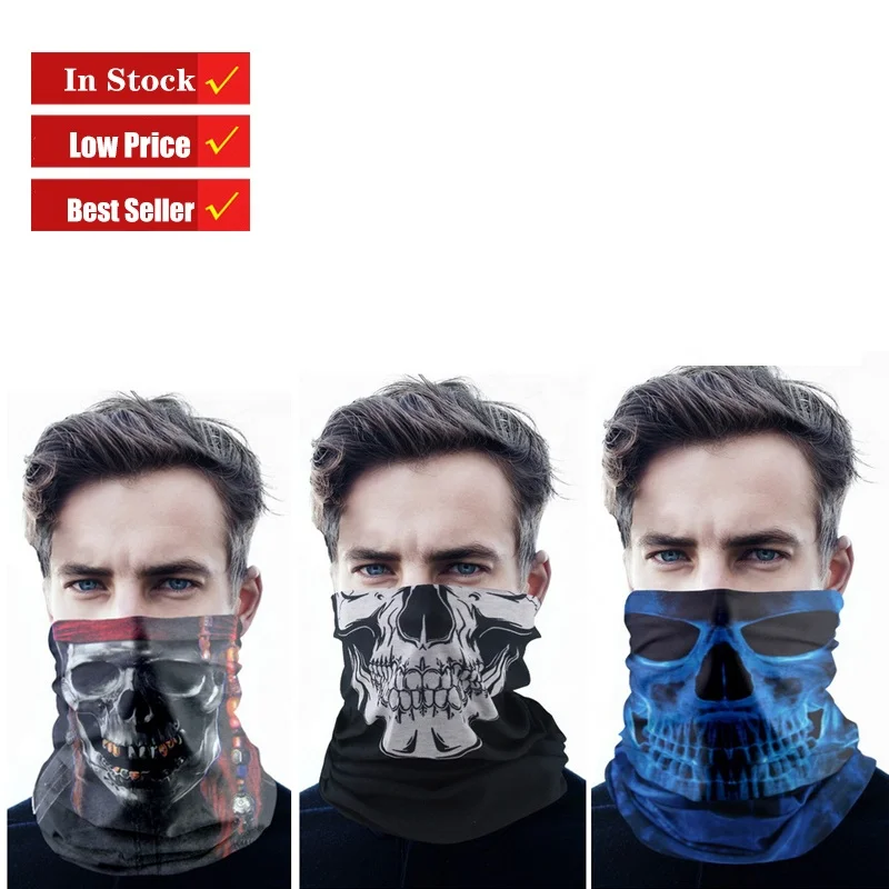 Low Price Custom Skull Seamless Tubular Bandana Tactical Headwrap Scarf Clown Mask Hiking Neck Gaiter Hunting Tube Face Mask