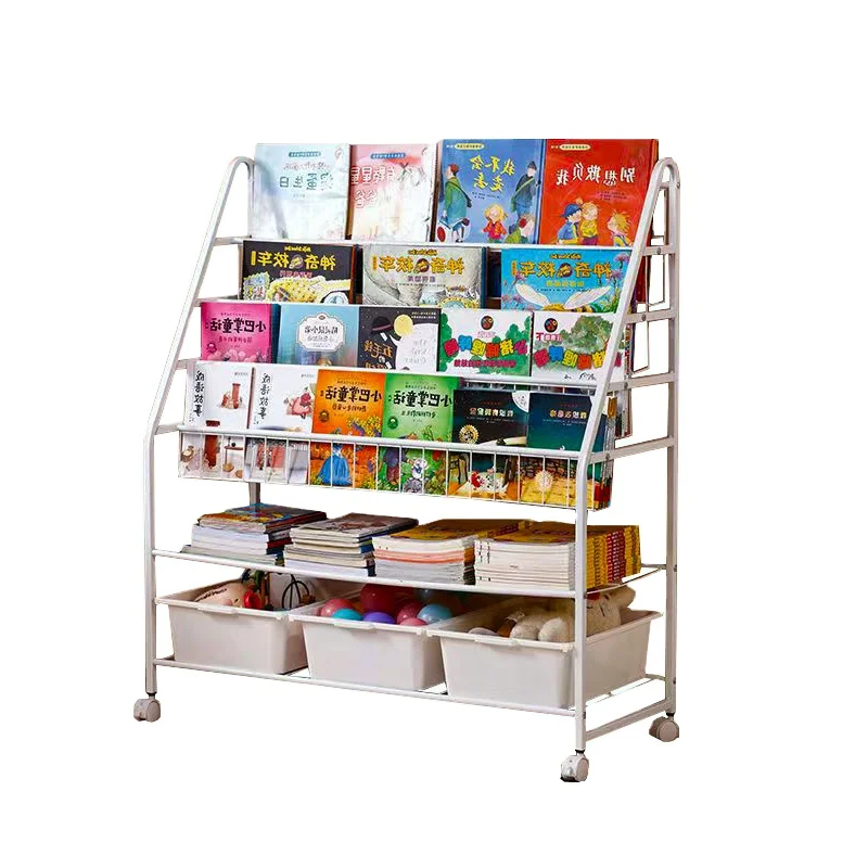 White metal wire magazine rack display stand