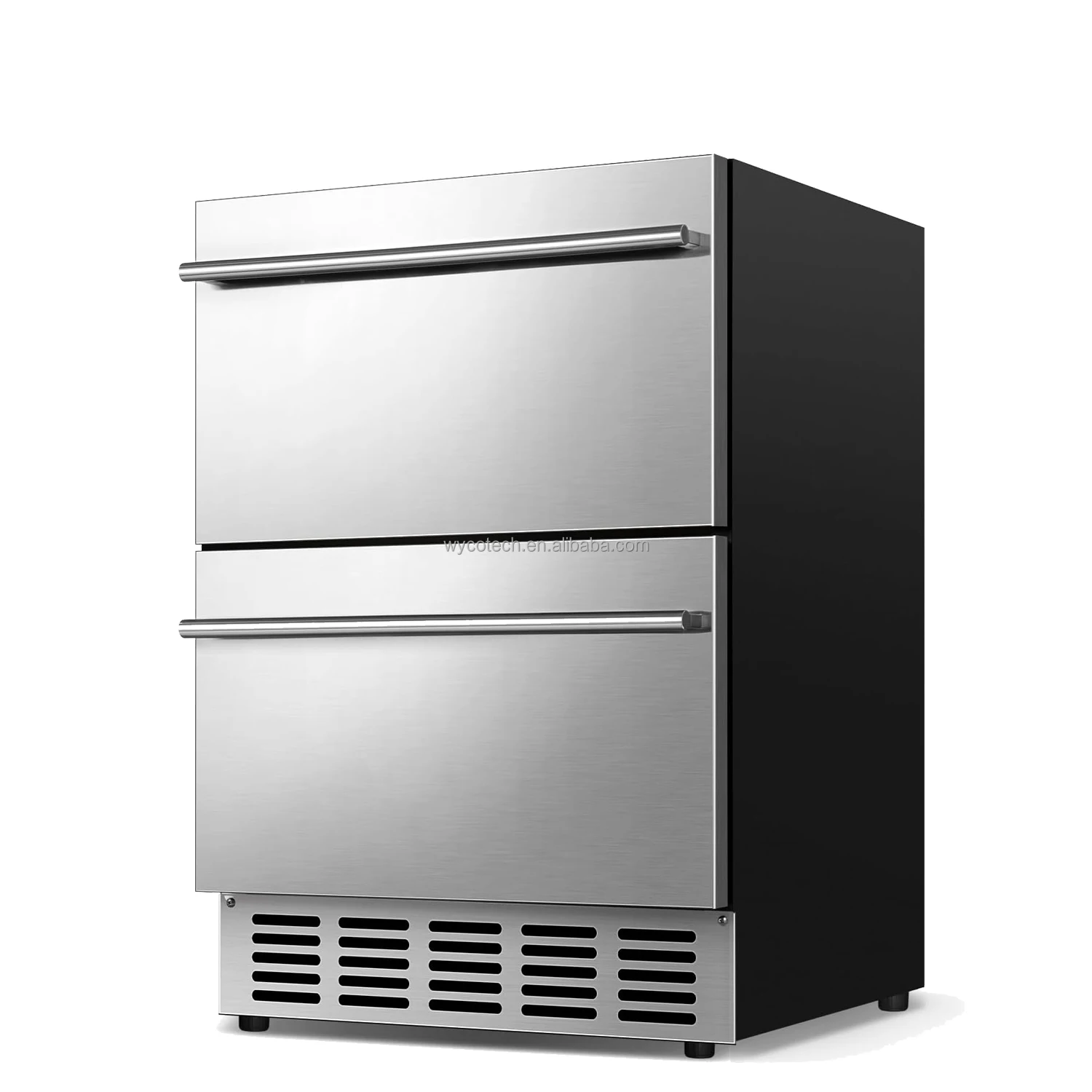 24 Inch 154 cans Stainless Steel 304 Outdoor Drawer Refrigerator Built in Outdoor Beverage Cooler Indoor Drawer Beverage Fridge