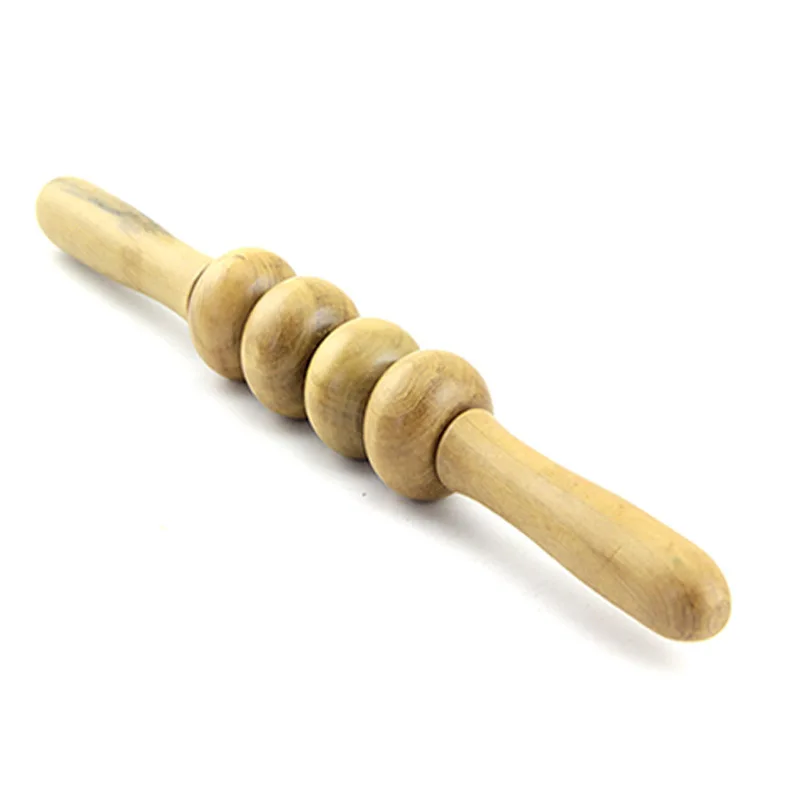 Wholesale Wooden Facial 4 Ball Abdomen And Back Massage Roller